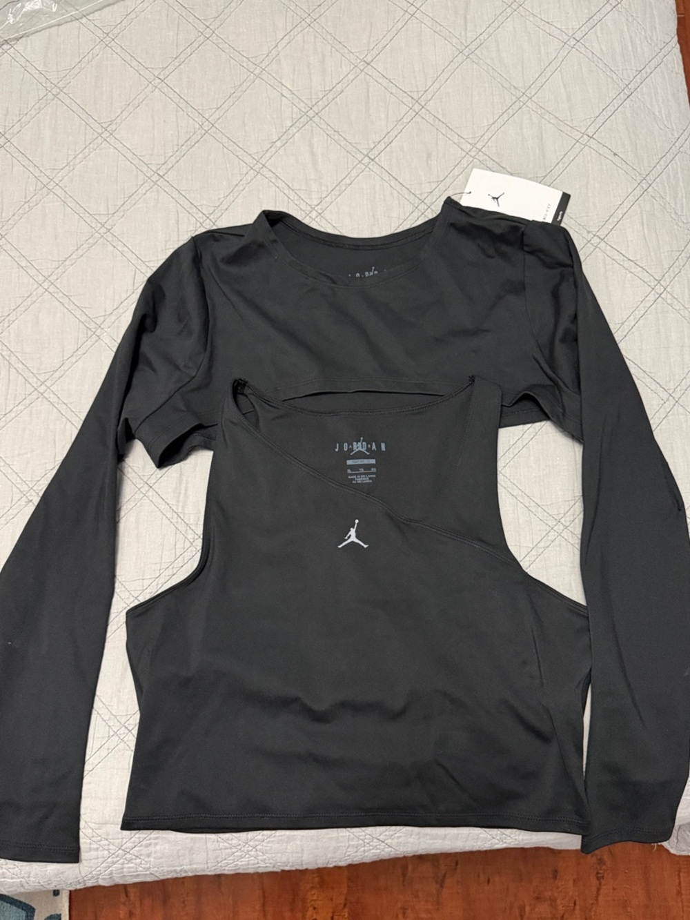 Jordan Women’s Black Layered Racerback Tank with Crop Long-Sleeve